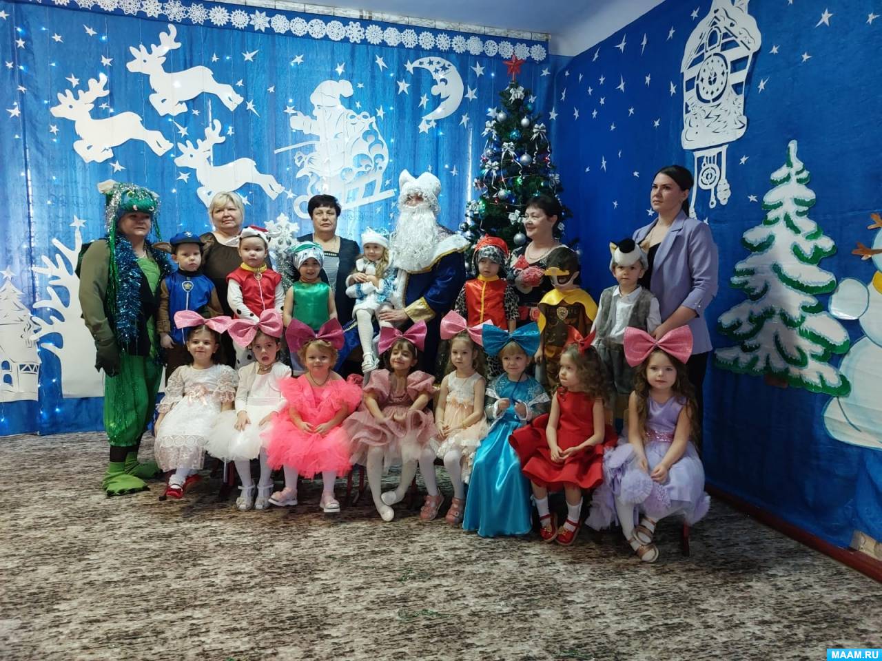 Смотреть фотографию №4 Фото №4 ВСЕ сценарии новогодних праздников Средняя группа Темочки Возле елки новогодней на балу всем веселиться всем смеяться не ленится