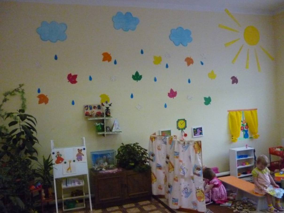 Оформление ранней группы. Украшение стен ясельной группы. Младшая группа в детском саду. Украшение группы в детском саду. Цвет стен в детском саду.