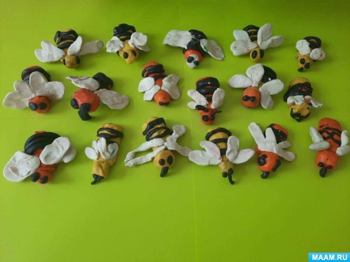Мастер-класс лепки из пластилина с использованием бросового материала «Пчелка» с детьми средней группы