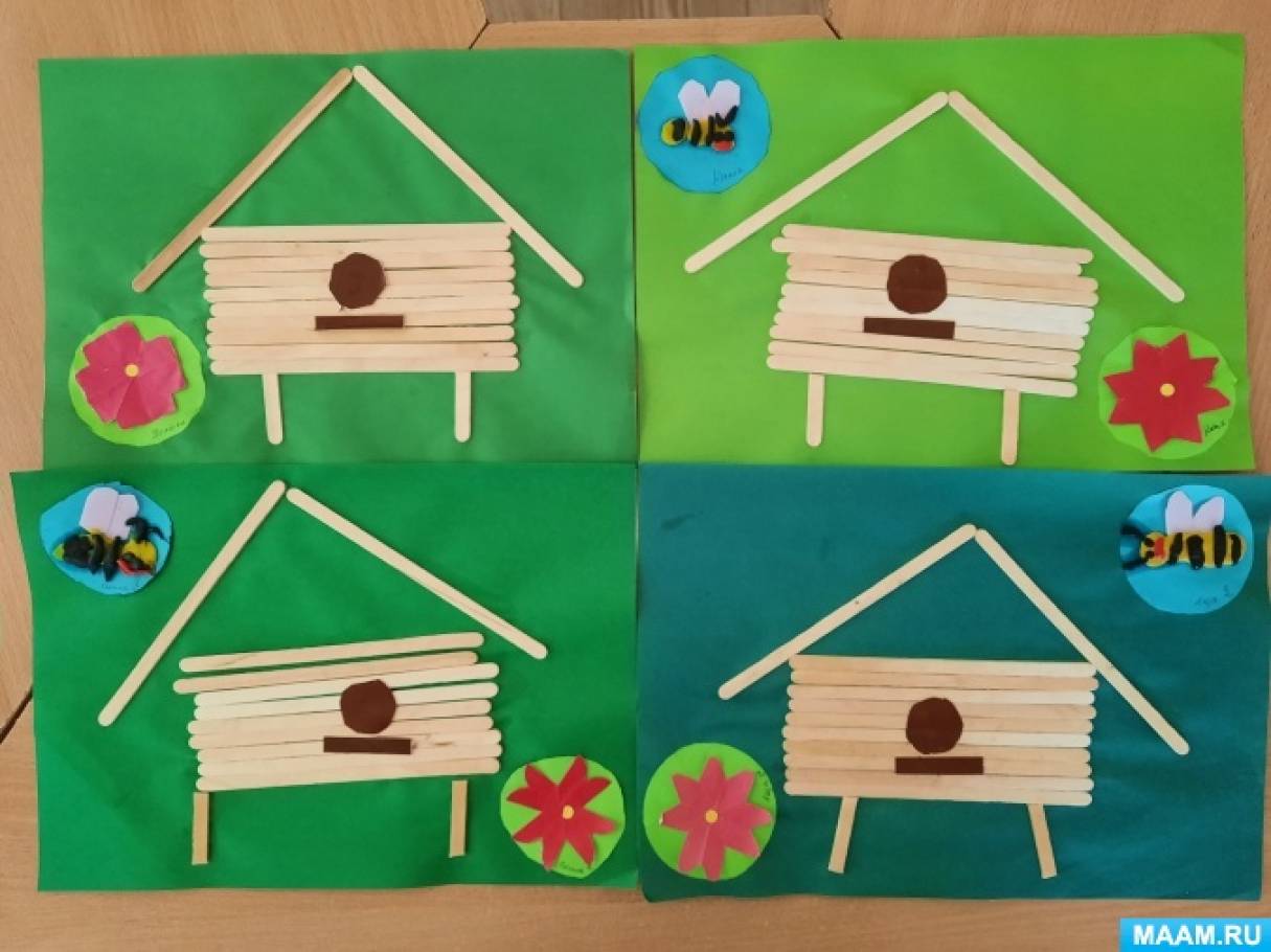 Мастер-класс по аппликации «Пасека» с использованием деревянных палочек с детьми средней группы
