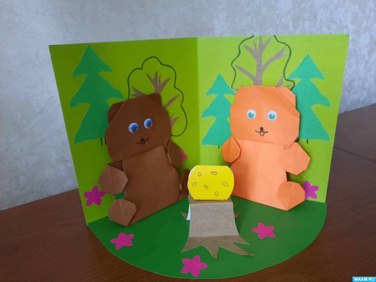 Мастер-класс по конструированию из бумаги «Два жадных медвежонка» для детей старшего дошкольного возраста