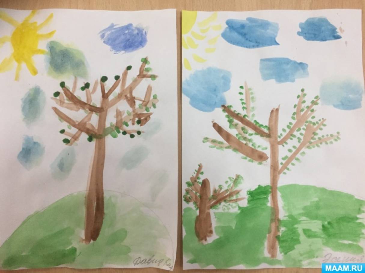Рисование весеннее дерево средняя группа. Рисование в старшей группе.