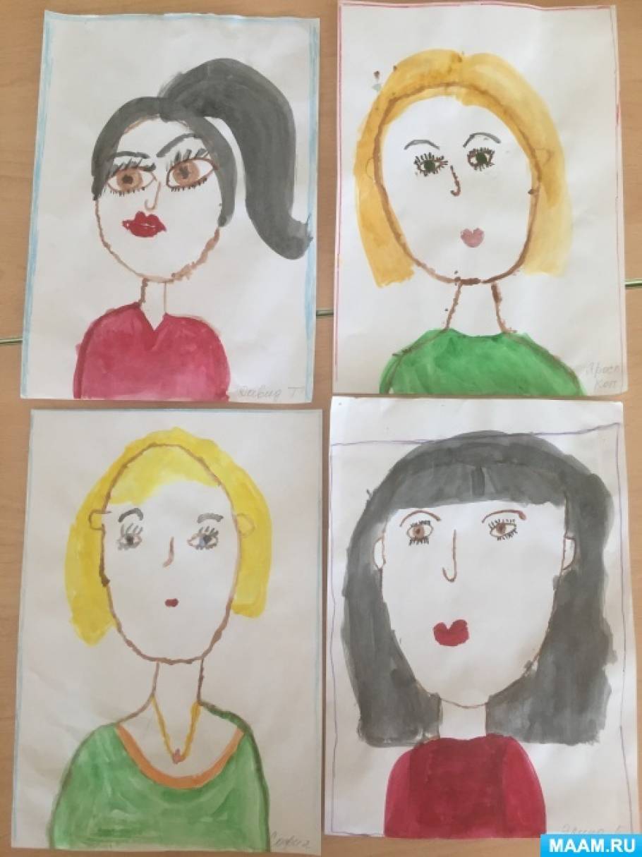 Рисуем маму старшая группа. Портрет мамы. Рисование портрета в старшей группе. Портрет мамы для детей. Портрет мамы в садик.