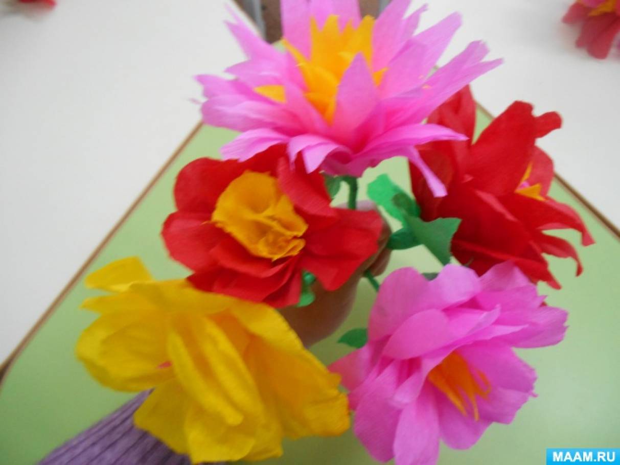 Мастер-класс по изготовлению цветов из гофрированной бумаги для мамы к 8Марта «Цветы для любимой мамочки» (13 фото). Воспитателям детских садов,школьным учителям и педагогам - Маам.ру