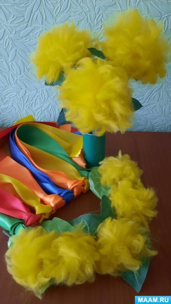 Мастер-класс по изготовлению одуванчика — атрибута к весеннему празднику «Зелёное платьице, желтая косынка»
