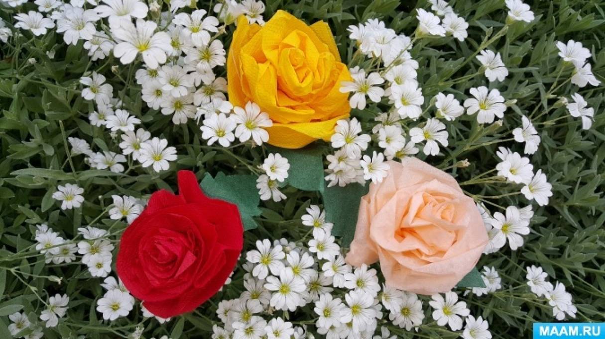 Мастер-класс «Роза, розочка и веночек» по изготовлению атрибутов из бумажной салфетки