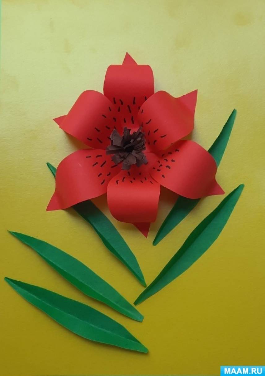 Мастер-класс «Лилия» по изготовлению цветка в технике объемной аппликации для детей старшего дошкольного возраста