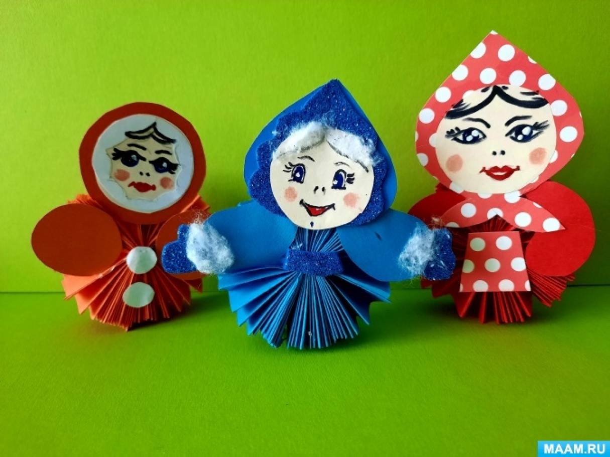 Мастер-класс по изготовлению игрушки-неваляшки из бумаги сложенной гармошкой «Три подружки» к празднику Неваляшки на МAAM