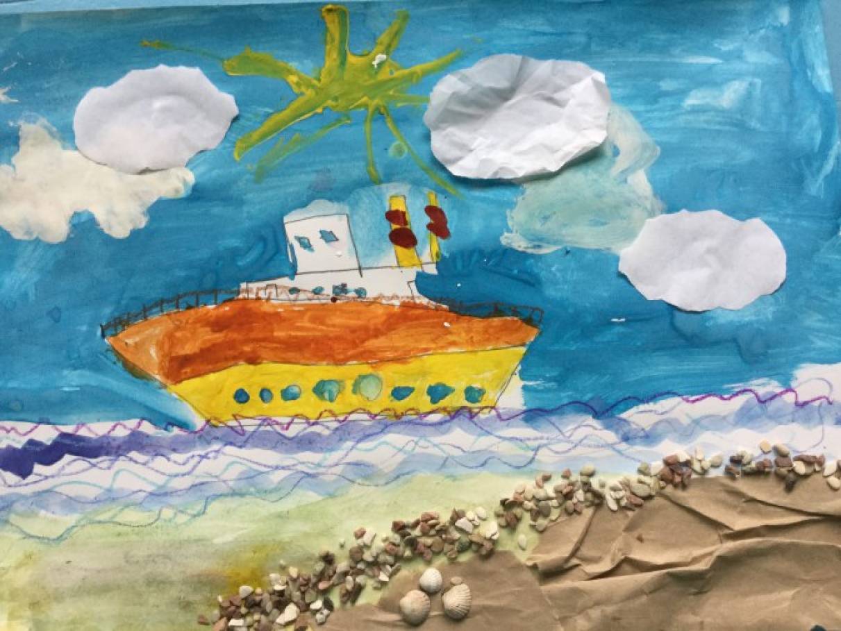 Путешествие в крым подготовительная группа. Рисование корабля детский. Рисование корабль в старшей группе. Рисование море в детском саду. Рисование детского корабля детьми.