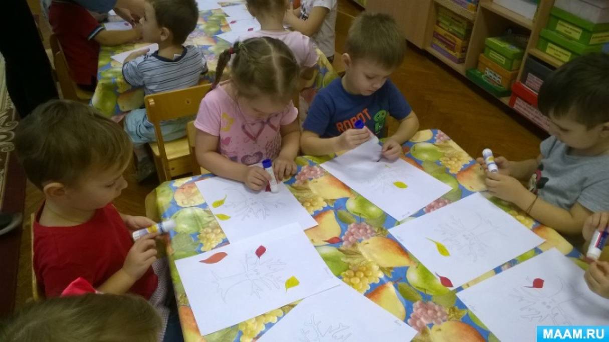 Конспект ООД по аппликации во второй младшей группе «Осенние деревья» Фото Конспект ООД по аппликации во второй младшей группе «Осенние деревья»