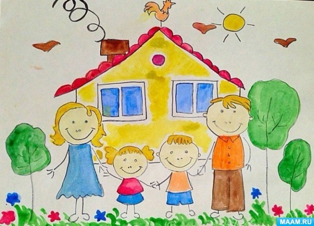 Рисование в старшей группе моя семья. Рисунок моя семья для детского сада. Рисунок на тему семья в детский сад. Рисования семья в детском саду. Рисунок на тему дом моя семья.