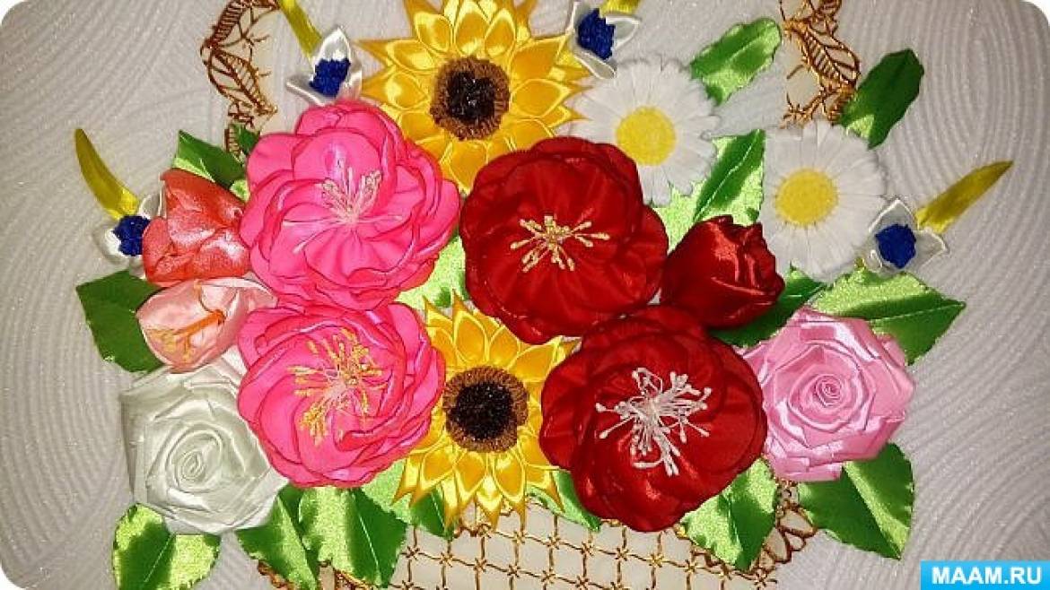 МК цветка из ткани в технике канзаши: Мастер-Классы в журнале Ярмарки Мастеров