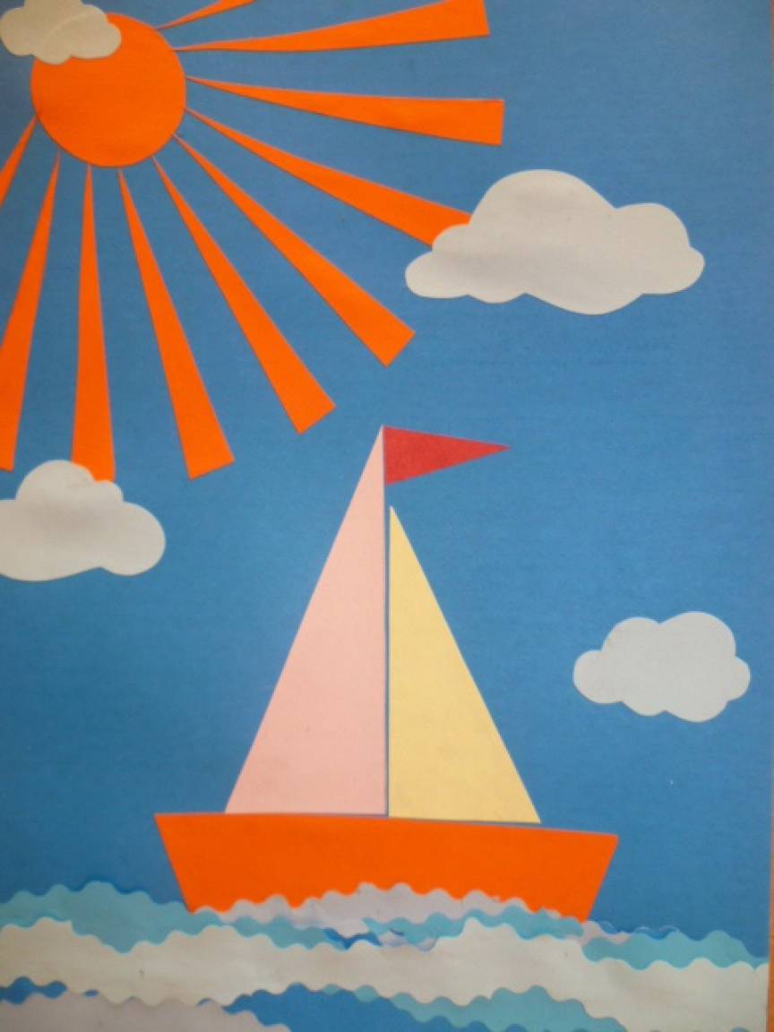 Аппликация кораблик. Кораблик из бумаги аппликация. Корабль из цветной бумаги. Кораблик из цветной бумаги для детей. Аппликация вторая младшая кораблик