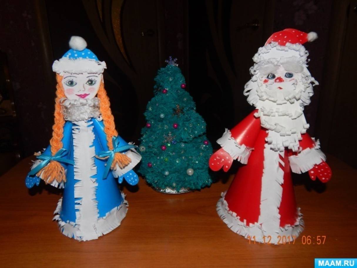 Как сделать Деда Мороза и Снегурочку Оригами Новогодние поделки