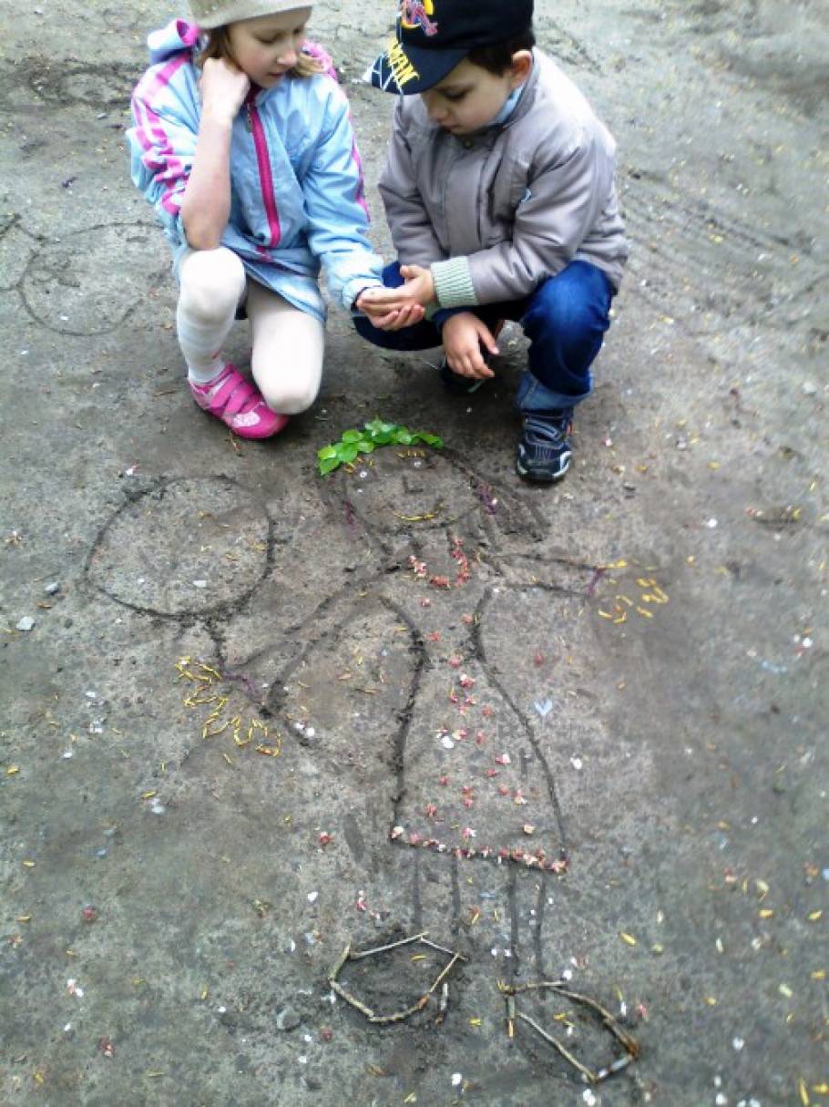 Художественное творчество детей подготовительной группы во время прогулки. Детский мастер-класс «Весна-красна»