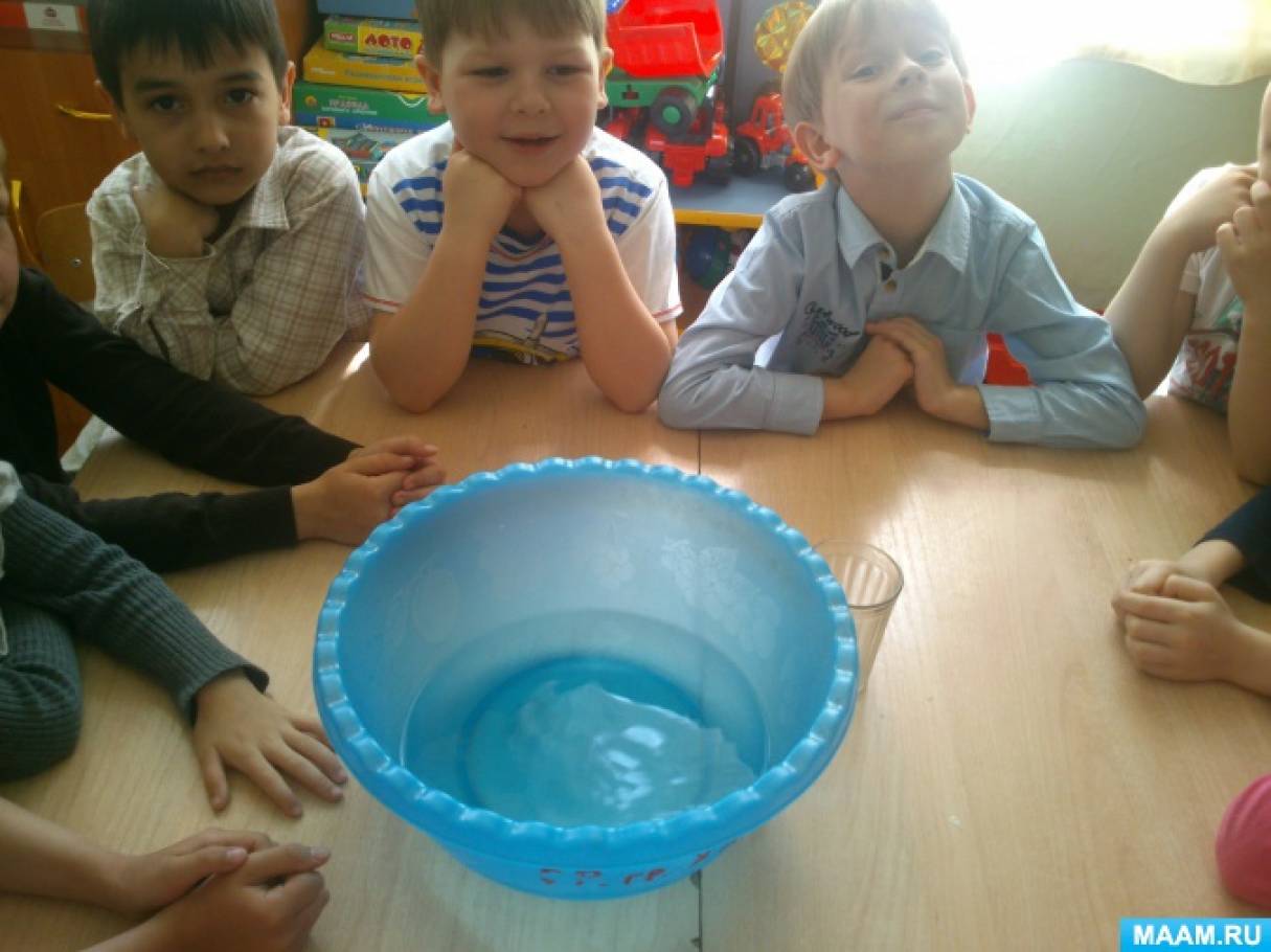Эксперименты с водой средняя группа