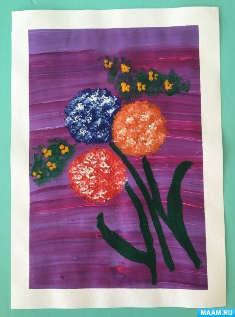 Мастер-класс по нетрадиционному рисованию «Цветы для мамы» к 8 Марта во второй младшей группе