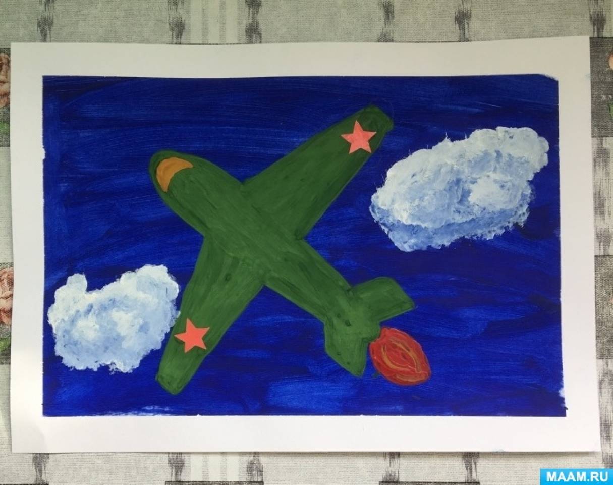 Мастер-класс по рисованию с использованием метода «тычка» к 23 февраля во второй младшей группе «Самолет»
