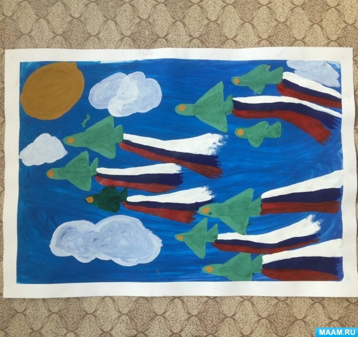 Фотоотчет о рисовании плаката «Самолетов звенья» ко Дню защитника Отечества во второй младшей группе