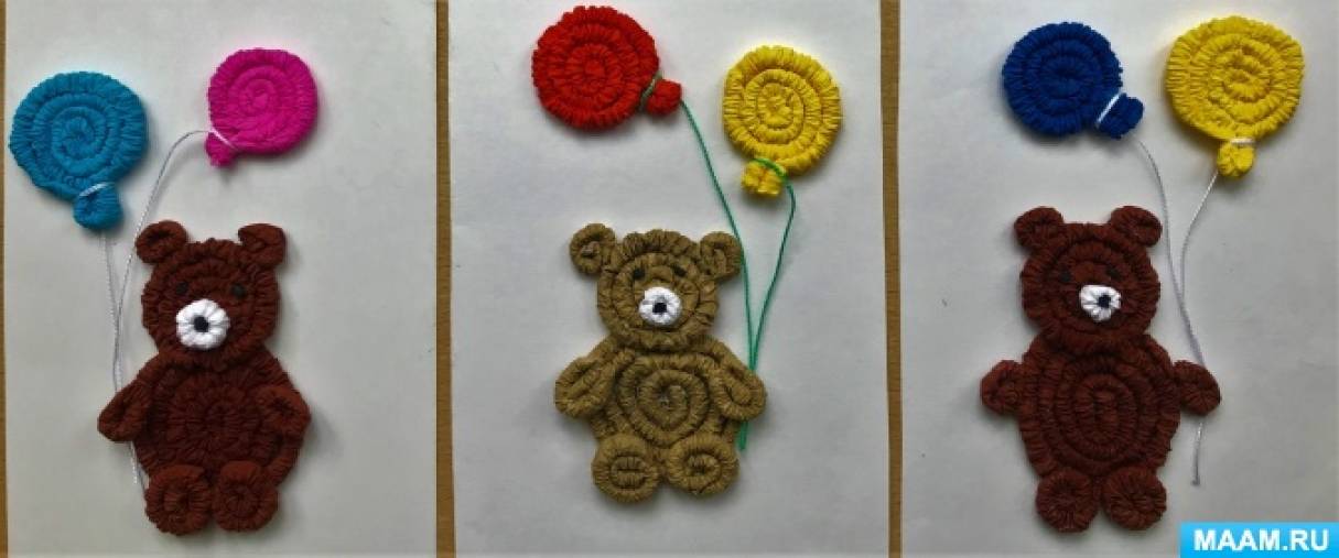 Мастер-класс по аппликации из гофротрубочек «Медвежонок с воздушными ...
