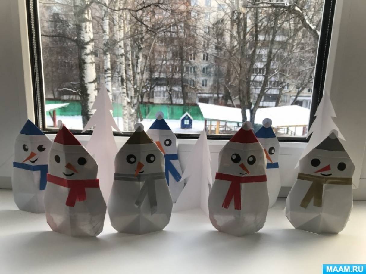 Модульное оригами снеговик