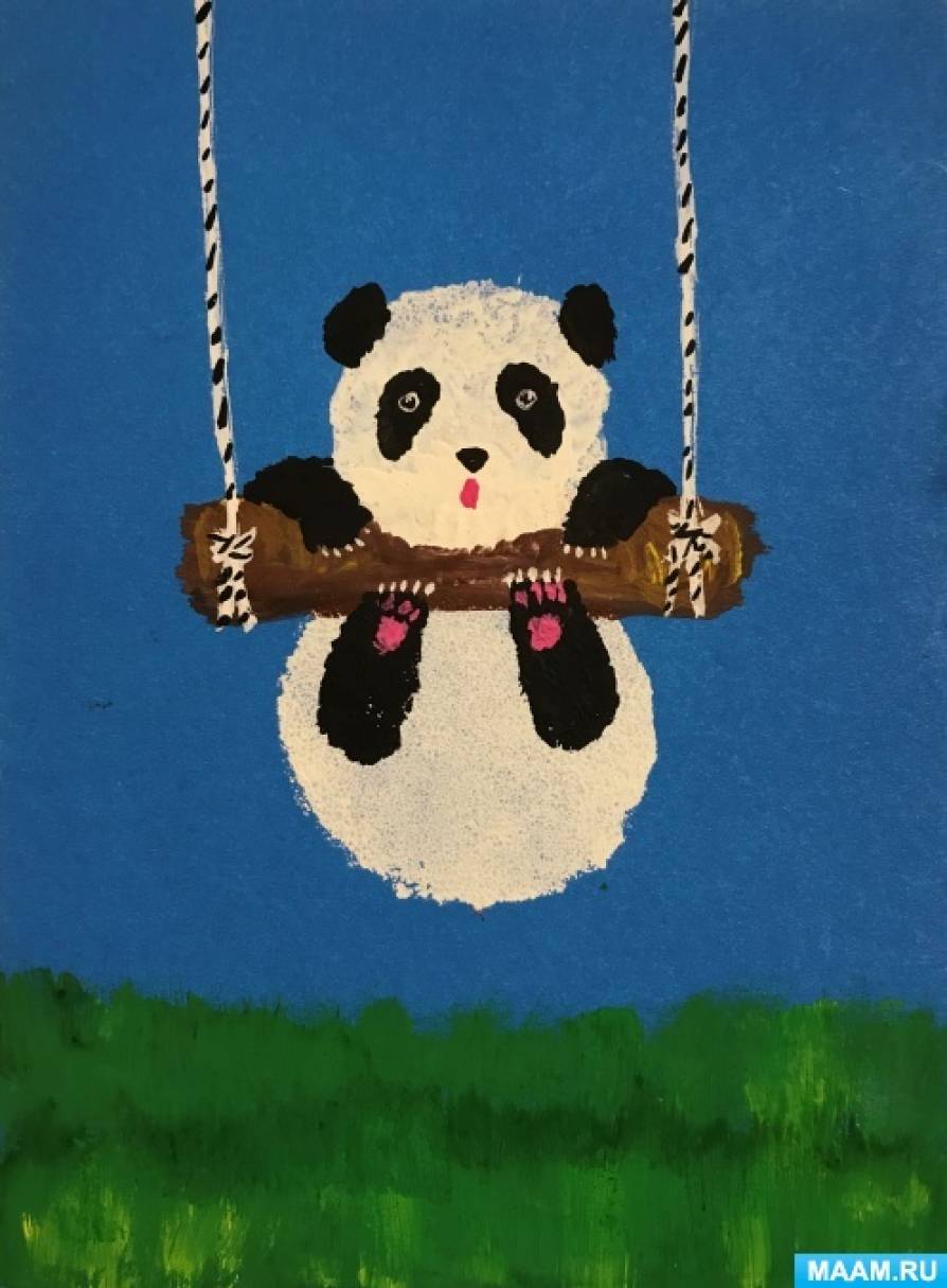 Мастер-класс по рисованию гуашью «Панда на качелях» для старших дошкольников