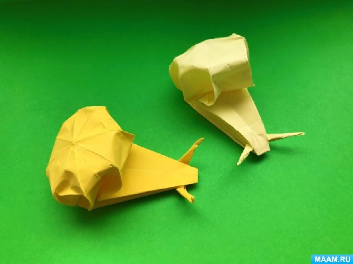 Мастер-класс по оригами из бумаги «Улитка» для старших дошкольников