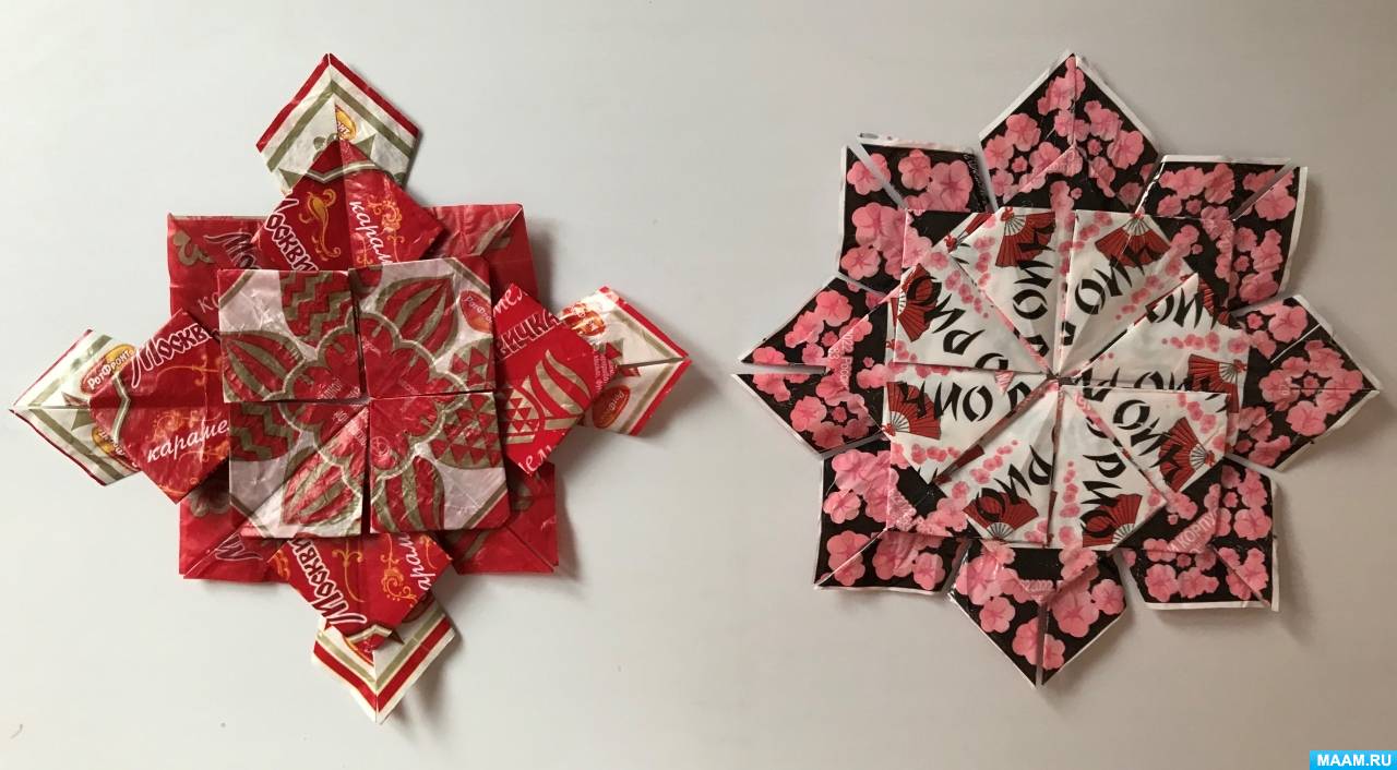Мастер-класс по оригами из конфетных фантиков «Модуль для орнамента» для дошкольников