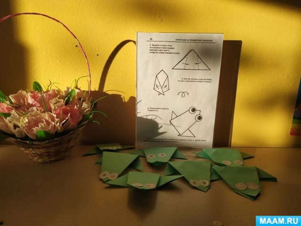 Конспект занятия по оригами «Прыгающие лягушки»