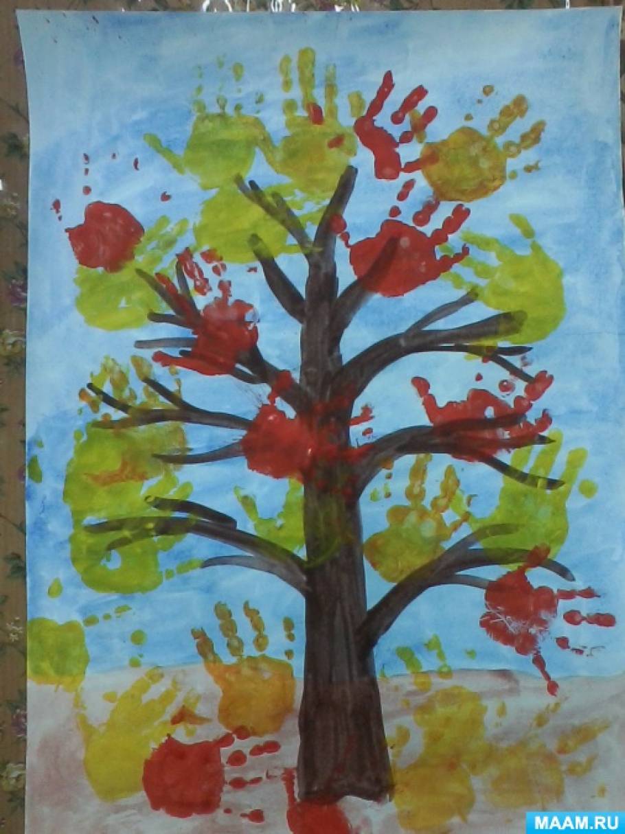Тема деревья первая младшая группа. Рисование в младшей группе осень. Рисование дерева в младшей группе. Рисование в младшей группе на тему осень. Рисование ладошками дерево.