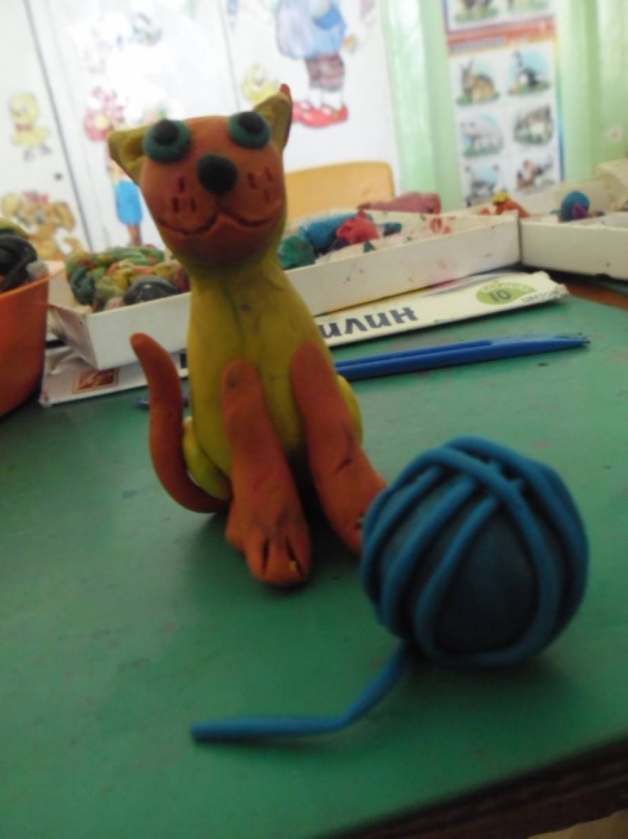 Котенок из пластилина
