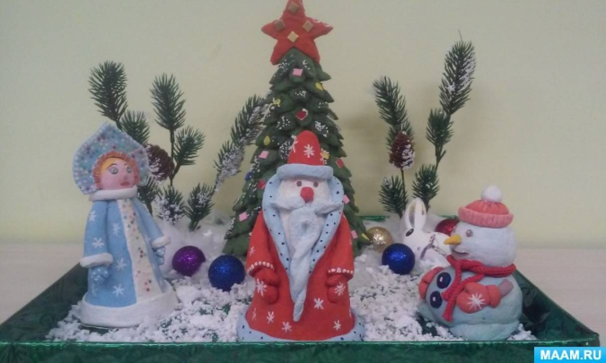 Новогодний декор Зимний лес поделки в подарок детям