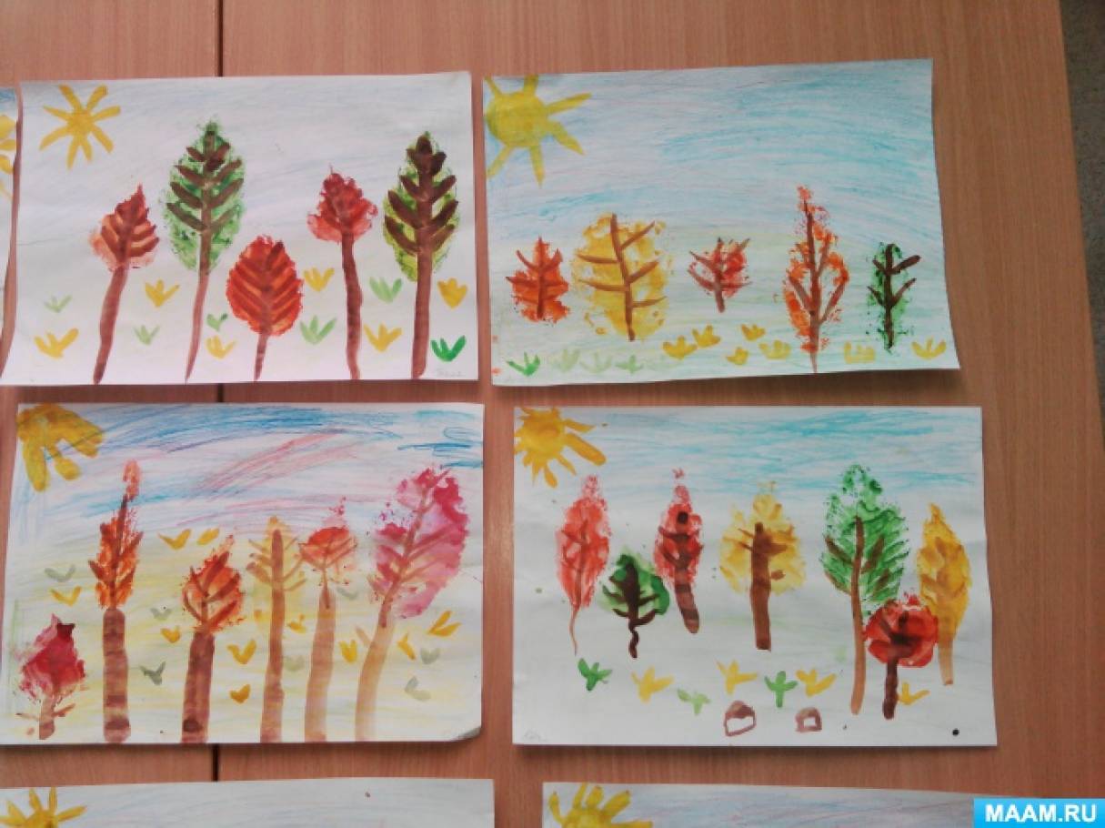 Рисование леса в старшей группе. Рисование осенний лес в старшей группе. Осеннее рисование в средней группе. Рисование лес старшая группа.