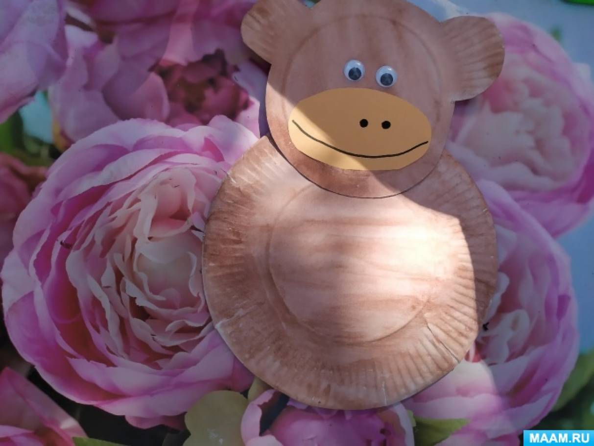 Мастер-класс по конструированию из бумажных тарелок «Забавная обезьянка ...