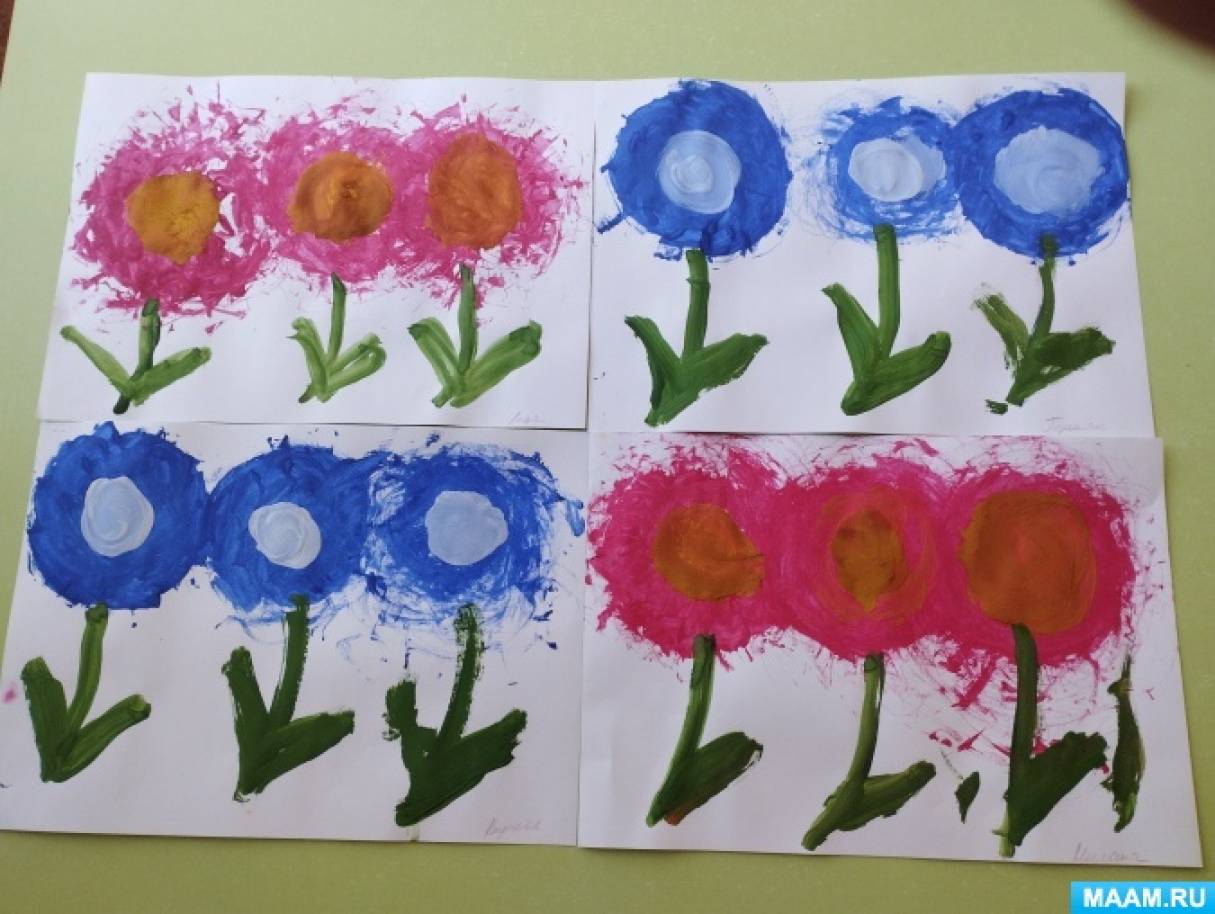 Мастер-класс по рисованию втулкой «Как у малышей выросли цветы небывалой красоты»