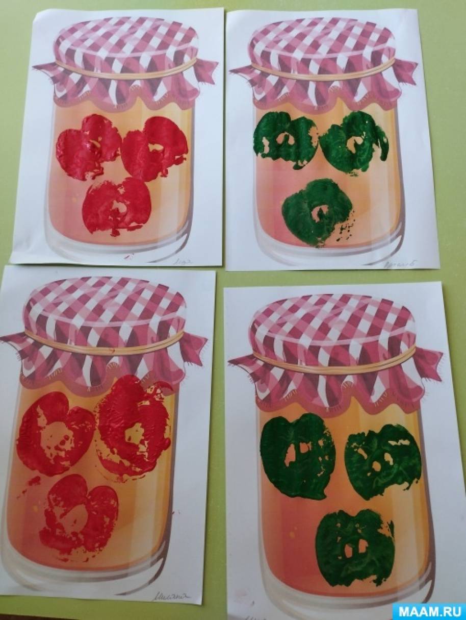 Мастер-класс по рисованию с использованием штампов «Яблочный компот» с детьми 2–3 лет