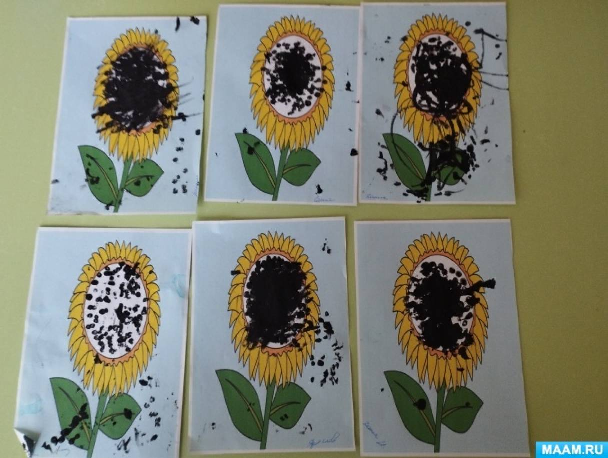 Мастер-класс по рисованию ватной палочкой «Подсолнух — маленькое солнышко» для воспитанников 2–3 лет