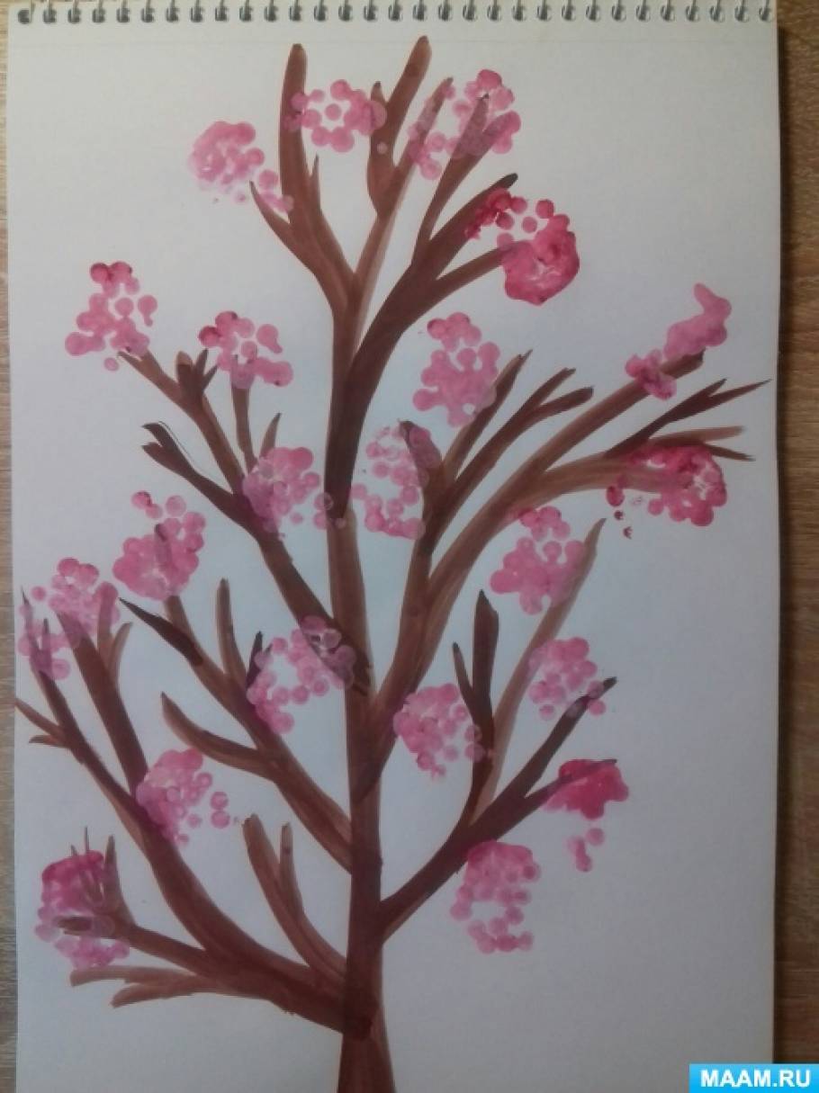 Мастер-класс по рисованию «Цветущее дерево» для детей 1,5–2 лет