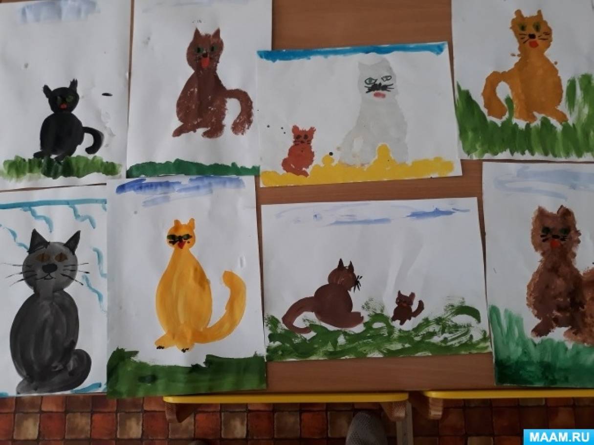 Фотоотчет о рисовании жесткой кистью к Всемирному Дню кошки