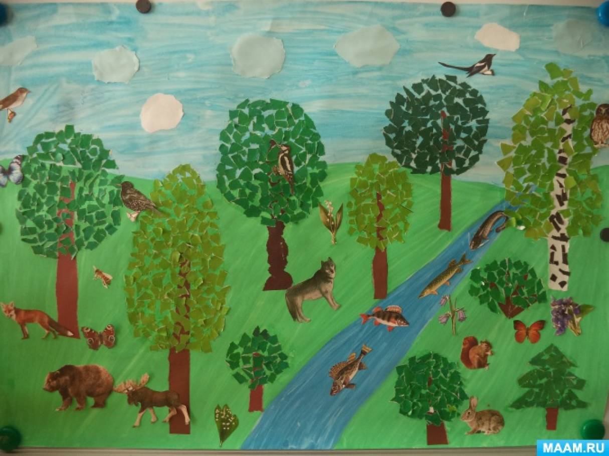 День леса в детском саду подготовительная группа. Аппликация лес. Лес детские аппликации. Рисование леса в средней группе. Лес аппликация для детей.