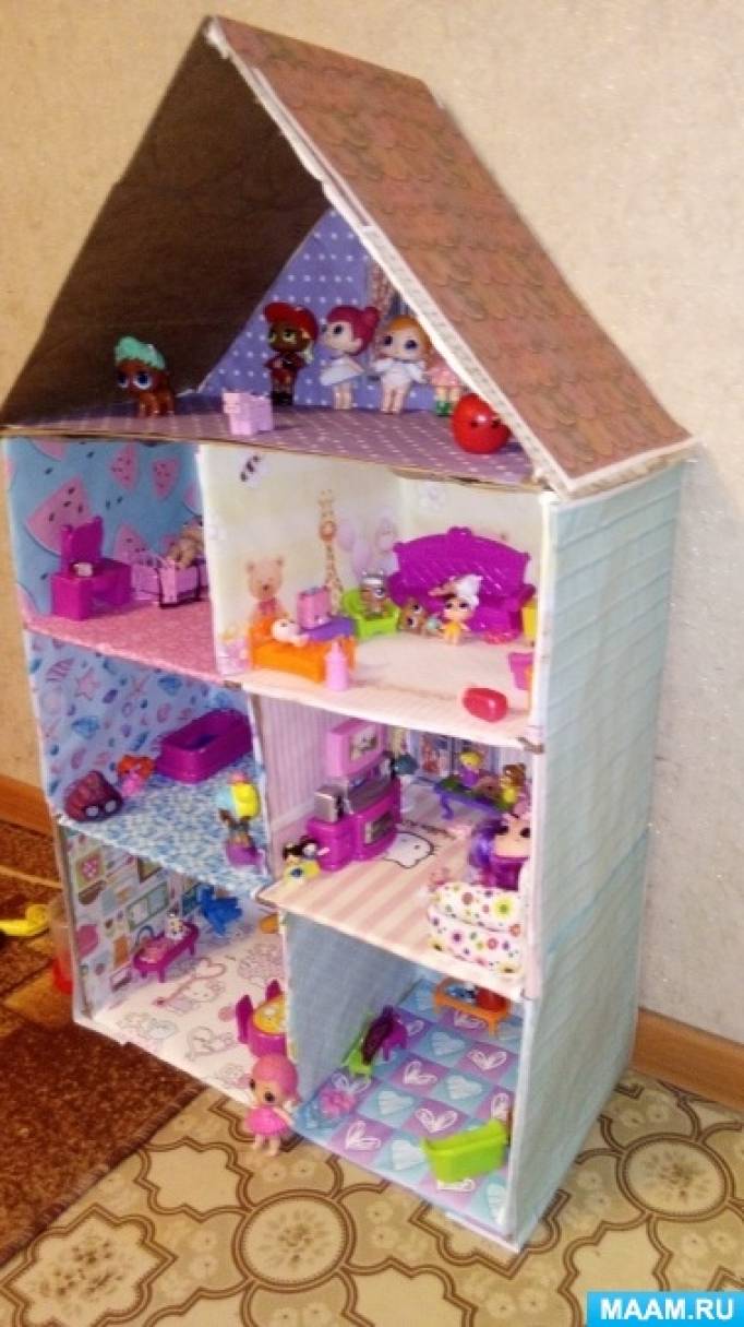 Кукольный домик из картонной коробки