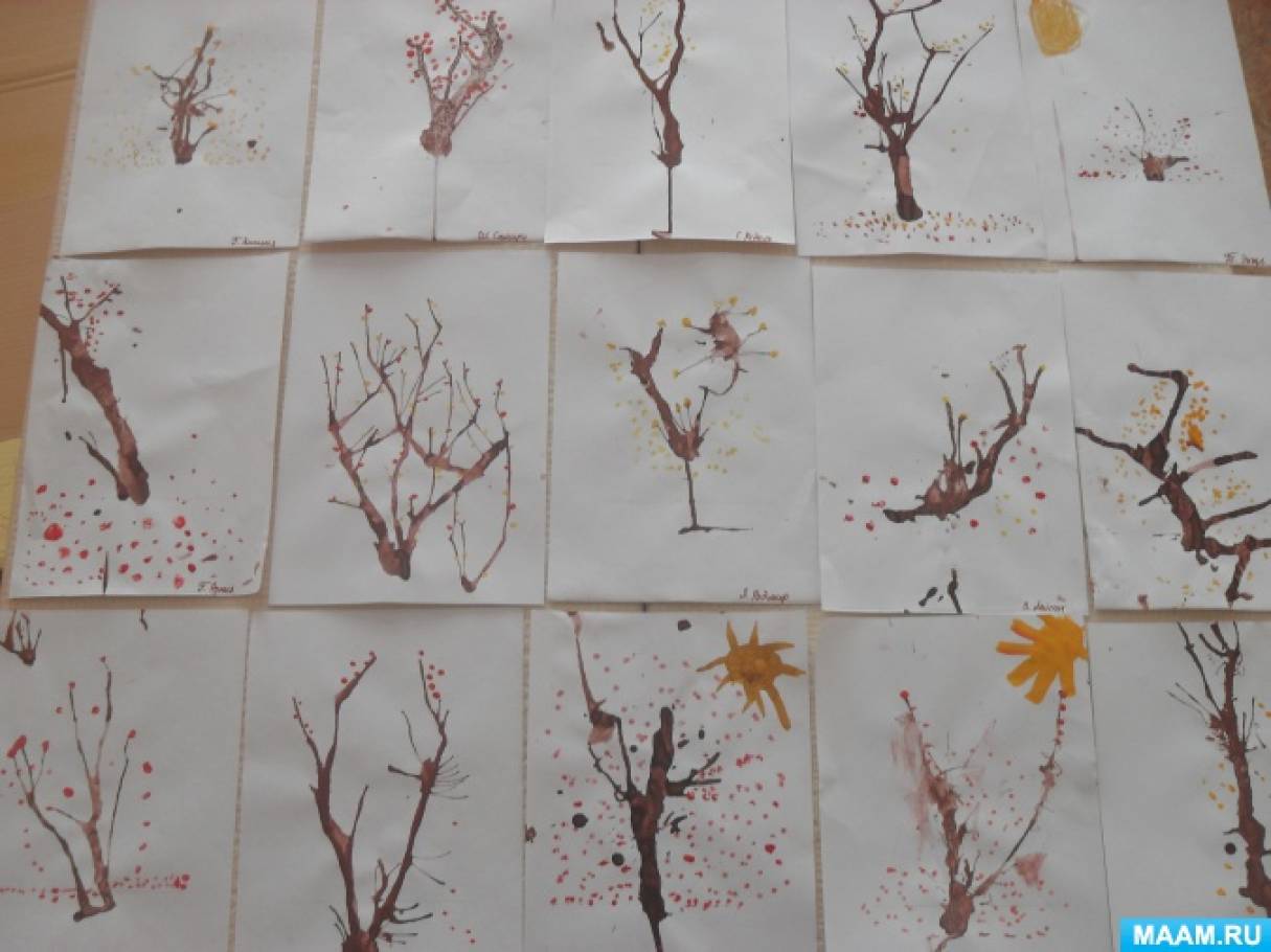 Рисование весеннее дерево средняя группа