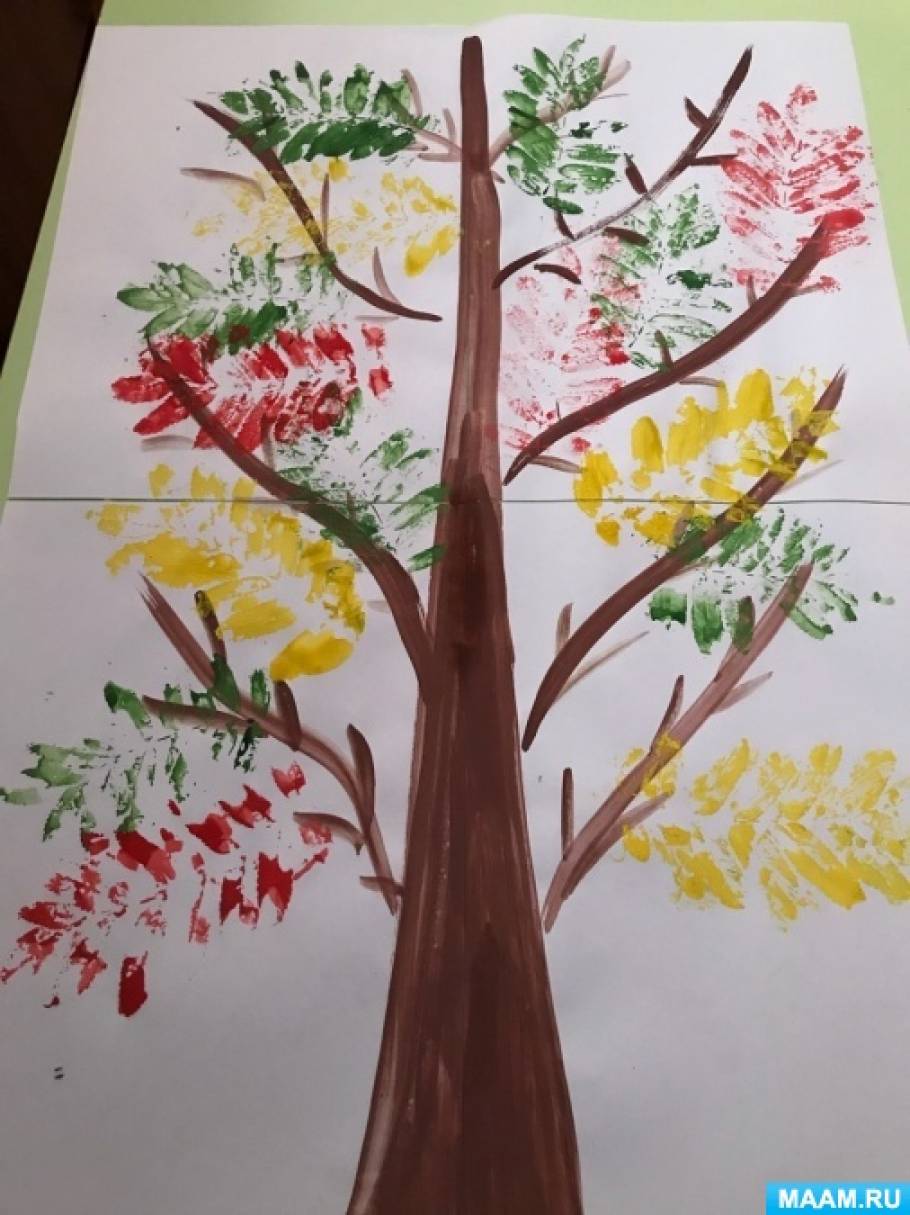 Дерево в младшей группе детского сада. Рисование в младшей группе цветущее дерево. Рисование чудо дерево в младшей группе.