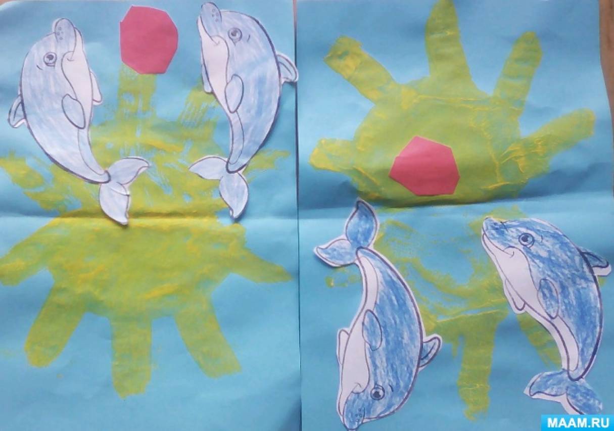 Аппликация вода в подготовительной группе. Аппликация дельфины. Аппликация в средней группе на тему дельфины. Рисование подводный мир средняя группа. Дельфин аппликация для детей.