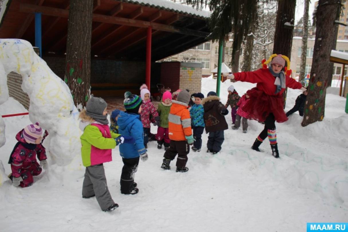 Конспект спортивного досуга с использованием зимних построек для детей среднего дошкольного возраста «В поисках сокровищ»