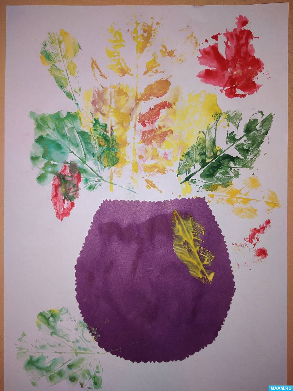 Детский мастер-класс «Картина отпечатками листьев «Осенний букет»