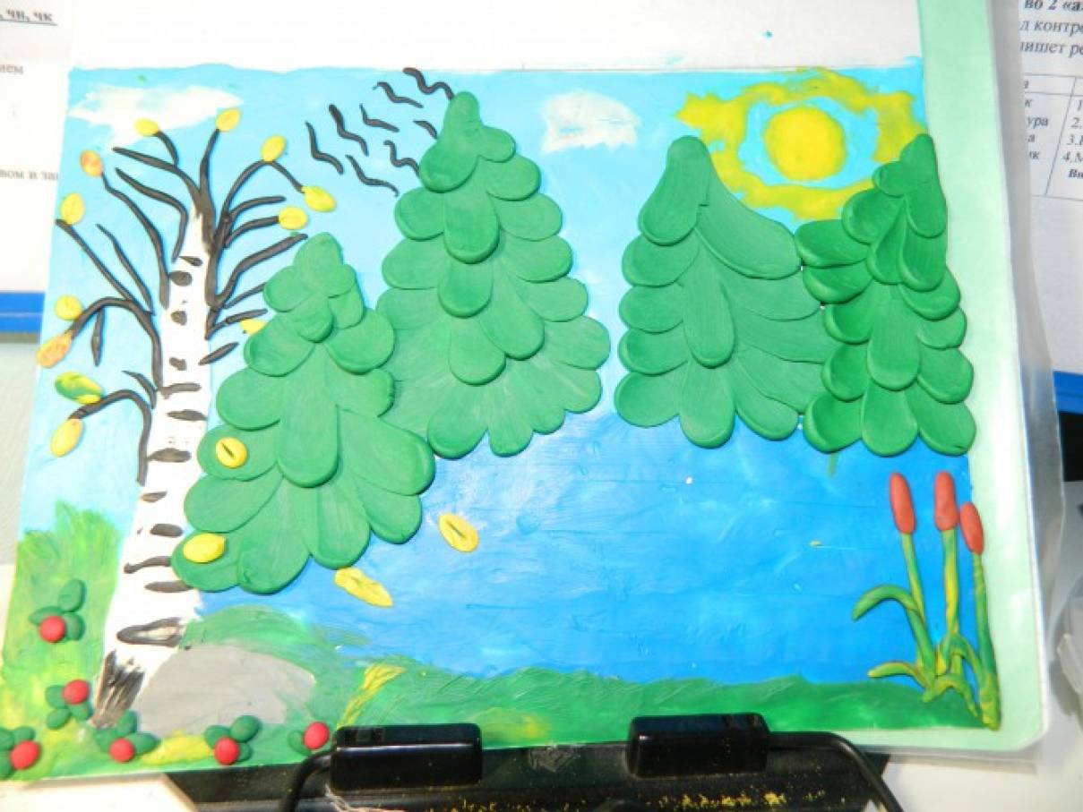 Пластилинография-картина «Лес осенью» (10 фото). Воспитателям детских  садов, школьным учителям и педагогам - Маам.ру