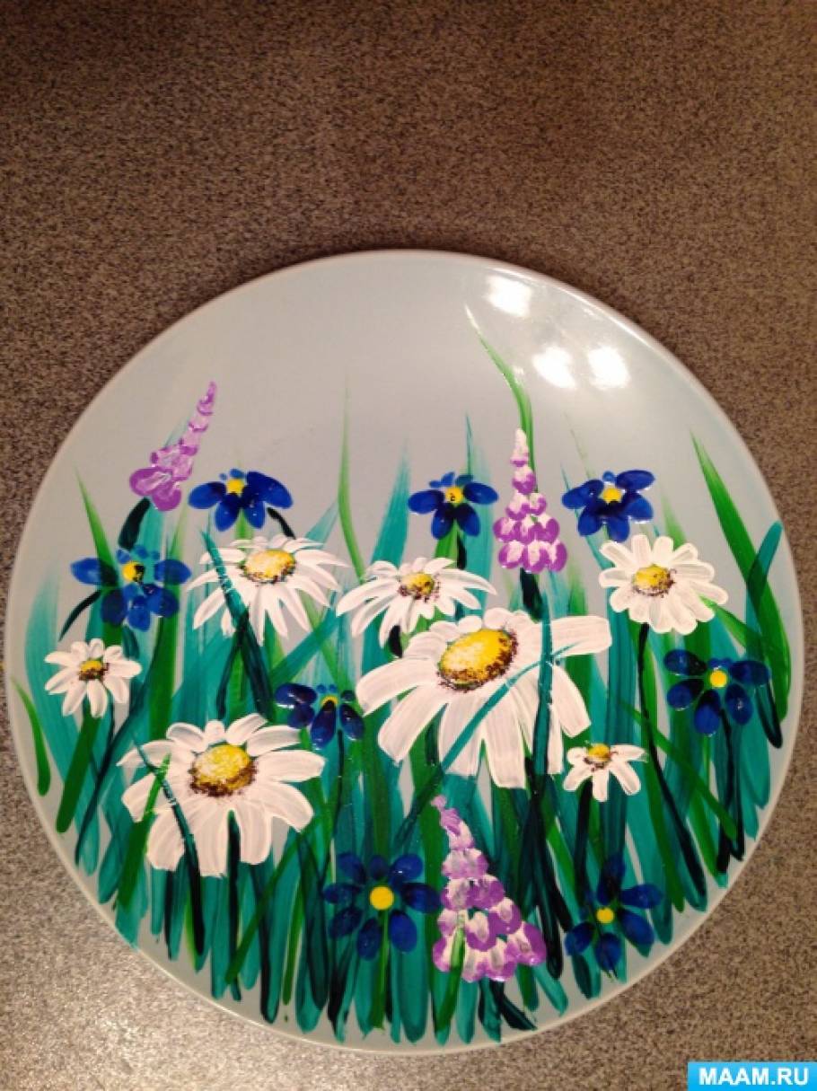 Мастер-класс «Роспись керамической тарелки «Полевые цветы»