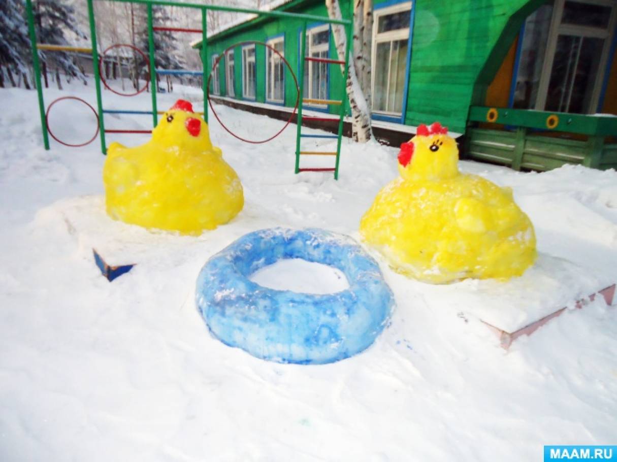 зимние постройки в детском саду. зимние фигуры в детском саду. снежные постройки в детском саду. украшение зимних участков в детском саду. зимние фигуры в детском саду.