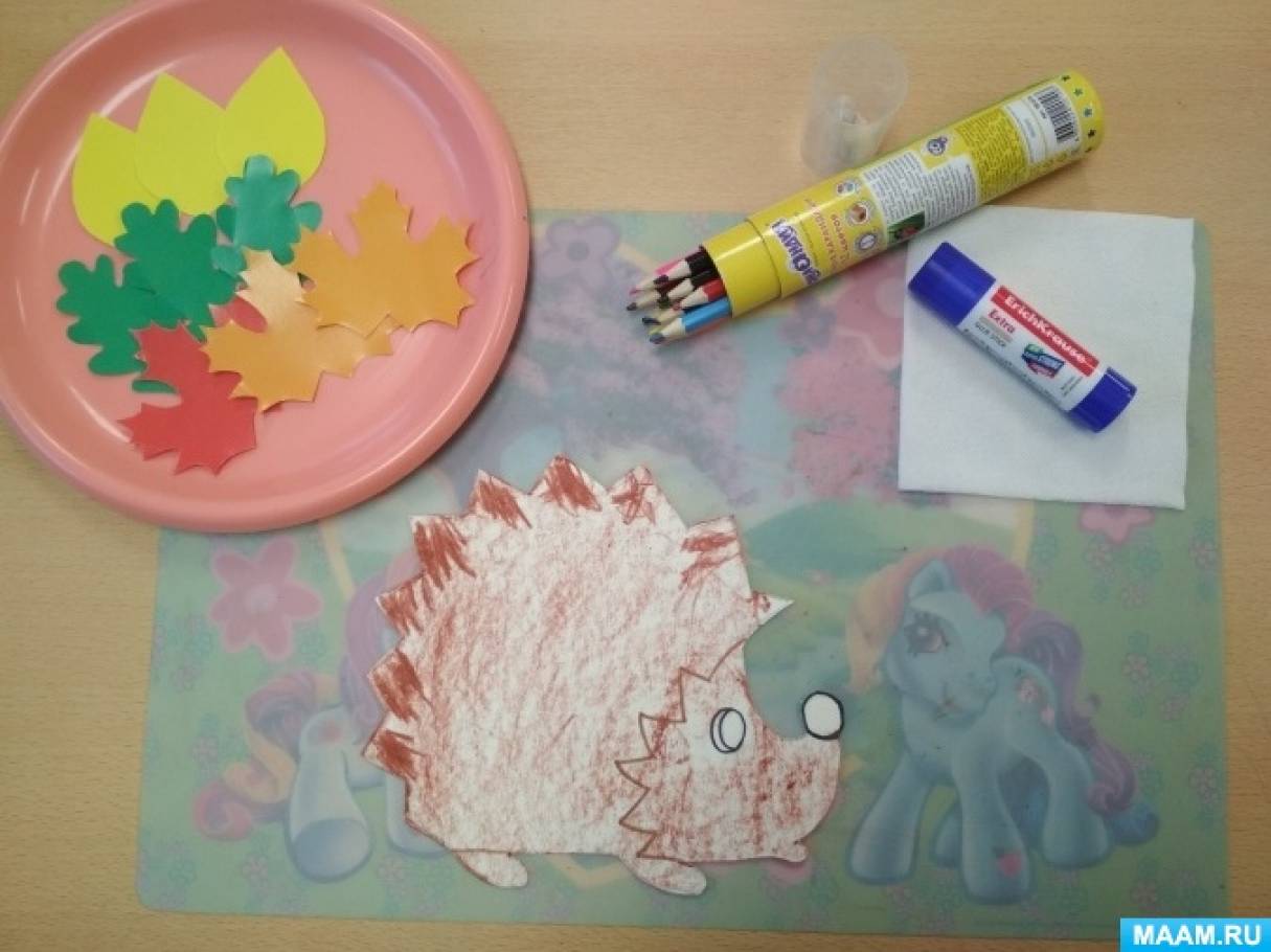Аппликация ежик средняя группа